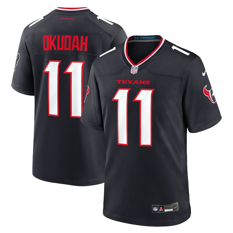 Men Houston Texans #11 Jeff Okudah Nike Navy Team Game NFL Jersey->->NFL Jersey